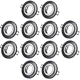 Sweet Led® 12x Einbaustrahler inkl. GU10 Fassung 230V IP20 Einbauleuchten Rahmen Einbauspots Möbelleuchten downlight spot – rund, schwarz