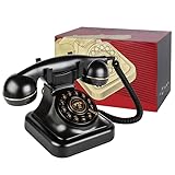 Sangyn Retro Festnetztelefone, Klassisches Schnurgebundenes Telefon mit Wählscheibe, Einstellbare Lautstärke, Vintage Altmodisches Telefon für Home Office Dekoration Schule