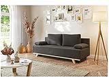 MEBLINI Sofa mit Schlaffunktion - Schlafcouch Ausziehbar - Schlafsofa mit Bettkasten - Sofabett - Couch mit Schlaffunktion - Klappsofa - Zendaya - 200x89x95cm - Dunkelgrau Samt