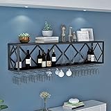 PAREKS Rack-Bar-Einheit, schwimmende Regale, an der Wand montiertes umgekehrtes Glasregal, multifunktionaler Flaschenhalter aus Eisen, Küchenbar-Lagerregal (Color : B, Size : 60cm)