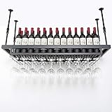 Industrielles Wein- und Glasregal zur Wandmontage, verstellbares Metall-Deckenstangen-Weinglasregal, hängendes Weinregal mit Glashalter, Eisenflaschenhalter Weinregal Weinregal (Size : 60cm)