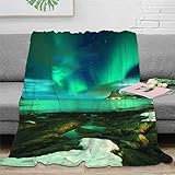 Aurora Borealis Flanell Fleece Überwurf, Superweicher Nordlichter Wohndecke, Flauschige Warme Bett Couch Decke, Mehrzweck Mikrofaser Decke 60x80inch(150x200cm)