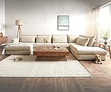 DELIFE Sofa Isla Chenille Beige 430x225 cm Ottomane rechts Wohnlandschaft