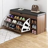 Schuhaufbewahrungsbank aus Holz mit verstecktem Schuhregal, moderner Eingangsbereich, Schuhschrank, Schuhorganisator, Schuhbank, Komfort, gepolsterte Sitzbank, Einstiegsschuhfach, 60/80/100