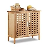 Relaxdays Waschbeckenunterschrank Walnuss HBT: 61x 66 x 29 cm Waschbeckenschrank robust und widerstandsfähig Bad Unterschrank fürs Waschbecken oder den Waschtisch helles Holz, natur