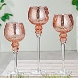 Gilde Windlicht-Kelch auf Fuß Glas klar, rosa 40678
