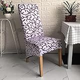 YOUHU Freischwinger Hussen,Stretch XL Stuhlhussen Kreative Filigrane Rankenmuster Lila 3D-Druck Spandex Esszimmerstuhlschoner Abnehmbare Möbelschutz-Sitzbezüge Für Hotelbankett, 2 Stück/Paket