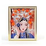 Tabellenzahlen DIY-Diamantgemälde, handgefertigt, China-Chic, Peking-Oper, Huadan, Drama, Bilderrahmen, Material, Tasche, selbstgemachte Dekoration, Aktivität, Chinoiserie Büroklatsch ( Color : A )