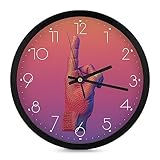 OUAPPA Wanduhr 25 cm Kunstillustration Finger Handmodell Batteriebetrieben Quarzwerk Wanduhren Lautlos Ohne Tickgeräusche modernes und minimalistisches Design uhrwerk Funk