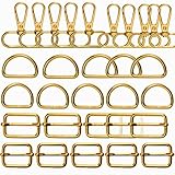 OUZRTG Packung mit 30 D-Ring aus Metall, Tri-Glide D-Ringe, Schnallen, drehbare Karabiner, Schnalle für Taschen, Basteln, Handtaschen, Handwerk (25 mm & 32 mm, Gold)