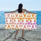 ANEEHA Mikrofaser Strandtuch Geometrie Handtuch Groß 80x160, Strandhandtuch Rosa Badetuch Schnell Trocknendes Sandfreies Weiches Strandlaken, Strandtücher, Badehandtuch