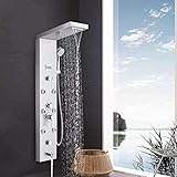 Duschsystem 5 Funktionen Duschpaneel Duschset Duschsäulen aus Edelstahl mit Handbrause Wasserfall Regendumshad und Badeingang mit