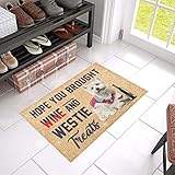 Fußmatte für den Innenbereich, entzückende Westie- und Wein-Fußmatte, Heimdekoration, Teppiche, Einweihungsgeschenke, Heimdekoration 24'x36'