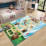 RUGMRZ Runder Teppich 200 x 250 cm Blaue Kinder Krabbel Matte Haushalts Bett Teppich weich und bequem Bettvorleger Schlafzimmer