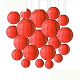 30 Teile/los 4-12 Mix Größe Hochzeit Laternen Chinesische Hochzeit Kugeln Hängen Bunte Hochzeit Dekoration Papier Ball Lampenschirm Party-Rot, Andere