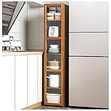 ZORZA Küchenschränke Buffetschrank Badezimmer Hochschrank mit Verstellbaren Ablagen und Sichtbare Abdecktür Natürlicher Bambus Sideboard Küchenbuffet für Büro, Wohnzimmer, Küch,150×30cm/59×11.8in