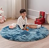 lightlux Shaggy Hochflor Teppich für Wohnzimmer Langflor Teppich Hochwertig Hohe Pflegeleicht Fadendichte Wasser Indoor Bodenmatte für Spielzimmer und Kinderzimmer (Blau, 153×153cm)