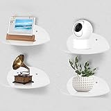 4 Stück Wandregal Ohne Bohren, Mini Selbstklebend Ohne Bohren Schwebendes Regal, Einfaches Erweitern der Wandfläche Kleines Floating Shelf für Schlafzimmer, Wohnzimmer, Badezimmer, Büro (Weiß)