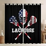 Castle Fairy Lacrosse Fenstervorhänge, Sportballspiele, Heimdekoration, Vorhänge mit amerikanischer Flagge, langlebige Fenstervorhänge für Kindergeschenke, 2 Paneele, 97 x 137 cm (B x L)