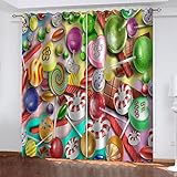 BONDIJ Vorhänge Kinderzimmer Blickdicht Ösenvorhang 2 Stücke 260X280cm(HxB) 3D Bunte Bonbons Der Karikatur Muster Gardinen Mit Ösen Verdunkelungsvorhang Schlafzimmer Schallschutz Vorhang
