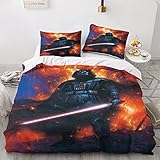 WILBB Star Wars Kinder Bettwäsche Bettbezüge Set, 3D Gedruckte Kinder Jungen Kinderbett Set Sanft Microfaser Sci-fi Theme Bettbezug 3 Teilig Mit Kissenbezug Double（200x200cm）