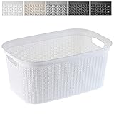 KADAX Wäschekorb, multifunktionaler Korb, 27 L, Wäschetruhe aus Kunststoff, Aufbewahrungskorb, Wäschesammler für Bad, schmutzige Kleidung, Accessoires, Spielzeug, Wäschebox (weiß)