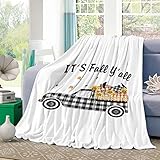 Sofaüberwurf Schwarz-Weißer Büffelkaro-Truck Und Sonnenblume Atmungsaktiv Bettüberwurf Warme Kuscheldecke Für Bett Reise Sofa 60'x50'