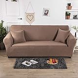 Carvapet Elastischer Sofabezug Sofahusse Gestrickte Couchbezug Sofa Couch Überwürf Couchhusse Schutz für Sofa（Kaffee,2 Sitzer）