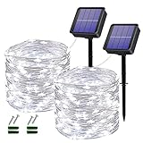 [2 Stück] Solarlampen für Außen, 2×12M Total 240LED Solarlichterkette Außen Wetterfest,Lichterkette Außen Solar Dekoration Beleuchtung für Garten,Terrasse,Hof,Bäume,Party,Festival, Hochzeit Deko