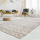 T.Carpet Gewalkter Handweb-Teppich Lambrecht aus hochwertiger Schurwolle edel und aufwendig verarbeitet fürs Wohnzimmer, Eszimmer, Schlafzimmer und die Küche geeignet 30 Grau meliert 200 x 290 cm