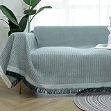 Homxi Sofabezug 1 Sitzer,Sofabezug Einfarbig Sofaüberwurf Baumwolle Sofa-Handtuch Grün Sofahusse Universal 90x240CM