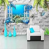 DEKii Delphin Unterwasserwelt 3D Stereoskopische Fenstermalerei Kinderzimmer Schlafzimmer TV Wandbild Tapete 3D Tapete Kleister Dekoration Wandbilder Die Wand