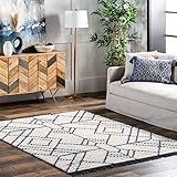 nuLOOM Carlina Geometrischer Shag Fransenteppich, 1,2 x 1,8 m, Blau