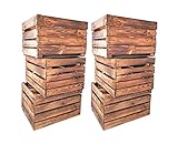 Geflammte Holzkisten im Set-Angebot: Originale, vintage Obstkisten Apfelkisten aus dem alten Land zum Möbelbau oder Dekoration mit den Maßen 50 x 40 x 30cm (6er Set)