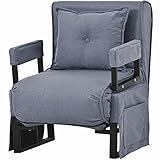 kubeier Schlafsofa, Schlafsofa, wandelbarer Stuhl, multifunktionales Gästebett, modernes atmungsaktives Leinen, Klappbett mit versteckten Beinen für kleine Zimmer Wohnung, bis 150kg,Grey