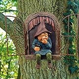 Gartenzwerge Wetterfest Garten GNOME Statue Baumstamm Deko Baum Fensterharz Garten Figuren Wunderliche Baum Skulptur Garten Dekoration Zwerg Figur Dekorative Ornament Miniatur Harz Patio Yard Deko