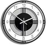 FEE-ZC Stilvolle und einfache Wanduhr, kreative schwarze und weiße runde Wanduhr, Dekoration, arabische Ziffern, Quarz-Uhrwerk, für Heimdekoration