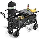 Movitas Bollerwagen - Faltbar [Campingtisch] Gummireifen | Klappbar | Faltbollerwagen Handwagen Transportwagen Faltbarer Bollerwagen · Kinder Ausflug Einkaufen Outdoor Strand