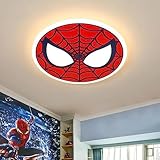 Modern Kinderzimmer Lampe Rot Spider-man Deckenleuchte Dimmbar LED Jungenzimmer Cartoon Karikaturen Deckenlampe mit Fernbedienung Runde Kinder Schlafzimmer Deckenbeleuchtung Kreativ Wandleuchte, Ø50cm