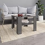 JUNZAI Couchtisch, Living Room Table, Wohnzimmertisch, Beistelltisch, Side Table & End Table, Coffee Table, Hochglanz-Grau 60×60×42 cm Spanplatte