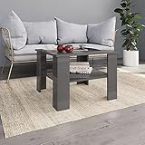 JUNZAI Couchtisch, Living Room Table, Wohnzimmertisch, Beistelltisch, Side Table & End Table, Coffee Table, Hochglanz-Grau 60×60×42 cm Spanplatte