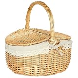 Yardwe Outdoor-Picknickkorb Rustikaler Blumenmädchen-Korb Landhauskleidung Vintage-Picknickkorb Geflochtener Dessertkorb Weinkorb Eiersammelkörbe Geflochtener Behälter Aus Weide