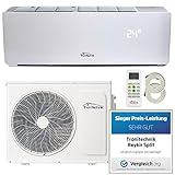 Tronitechnik® Reykir Split Klimaanlage Inverter Splitgerät mit UVC Luftsterilisation, Kühlung Heizung Ventilation Entfeuchtung, Fernbedienung, WiFi App-Steuerung (12000 BTU) inkl. Montagematerial