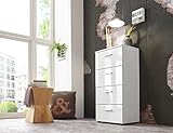 BMG Möbel Schubladen Kommode Sideboard Tower Marbella in Hochglanz weiß Höhe 91 Breite 44 Tiefe 32 cm