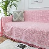 Homxi Sofa 3 Sitzer Überzug,Sofaüberwurf Decke Einfarbig mit T Baumwolle Überwurf Sofa Handtuch Sofa Rosa Sofa Universal Bezug 180x300CM