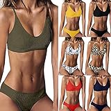 LoveLeiter Damen Bademode Push Up Bikini Set Niedrige Taille Wickel Bikinihose Crossover Bademode Mode Zweiteilige Badeanzug Strandkleidung Triangel Oberteil Two Piece Spaghetti-Träger Swimsuit