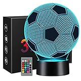 Linkax Fussball Geschenke Jungen Kinder Mädchen, Fußball Geschenke für Jungs, 3D Nachtlicht Kinder Optische Täuschung Lampe 16 Farben Ändern, Weihnachten Geburtstags Geschenke für Sport Fußballfans