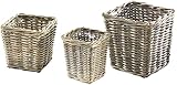 Kobolo Rattanübertopf Rattan Übertopf Pflanzgefäß Pflanzschalen Pflanzgefäß Rattankorb Korbset Pflanzset 3er Set Pflanzkorb