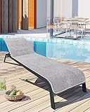 LAYNENBURG Premium Schonbezug für Gartenliege - 100% Baumwolle - Oeko-TEX 100 - Frottee Handtuch-Bezug Sonnenliege - Liegenbezug mit Umschlag für Standliege, Liege-Stuhl (75x200 cm Grau)