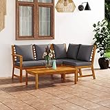 Yolola Lounge Gartenmöbel Set Holz mit Kisse Mecksofa Garten Holz Balkonmöbel Holz Sitzgruppe Garten Loungemöbel Terrasse Gartenlounge Sofa Outdoor Gartensofa Sitzbank Gartensessel